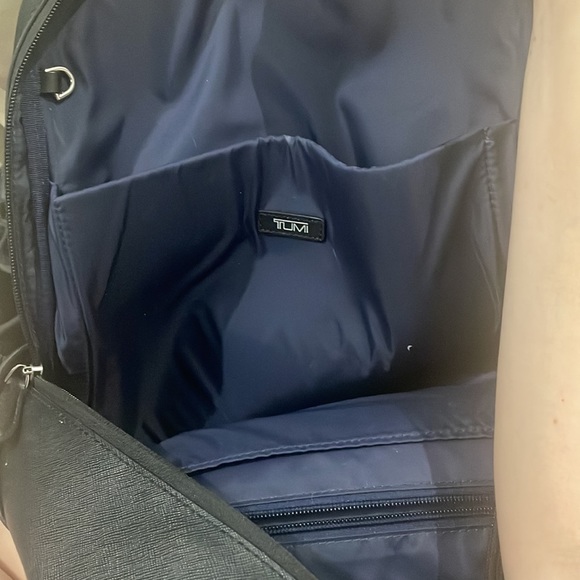 Tumi backpack in black leather